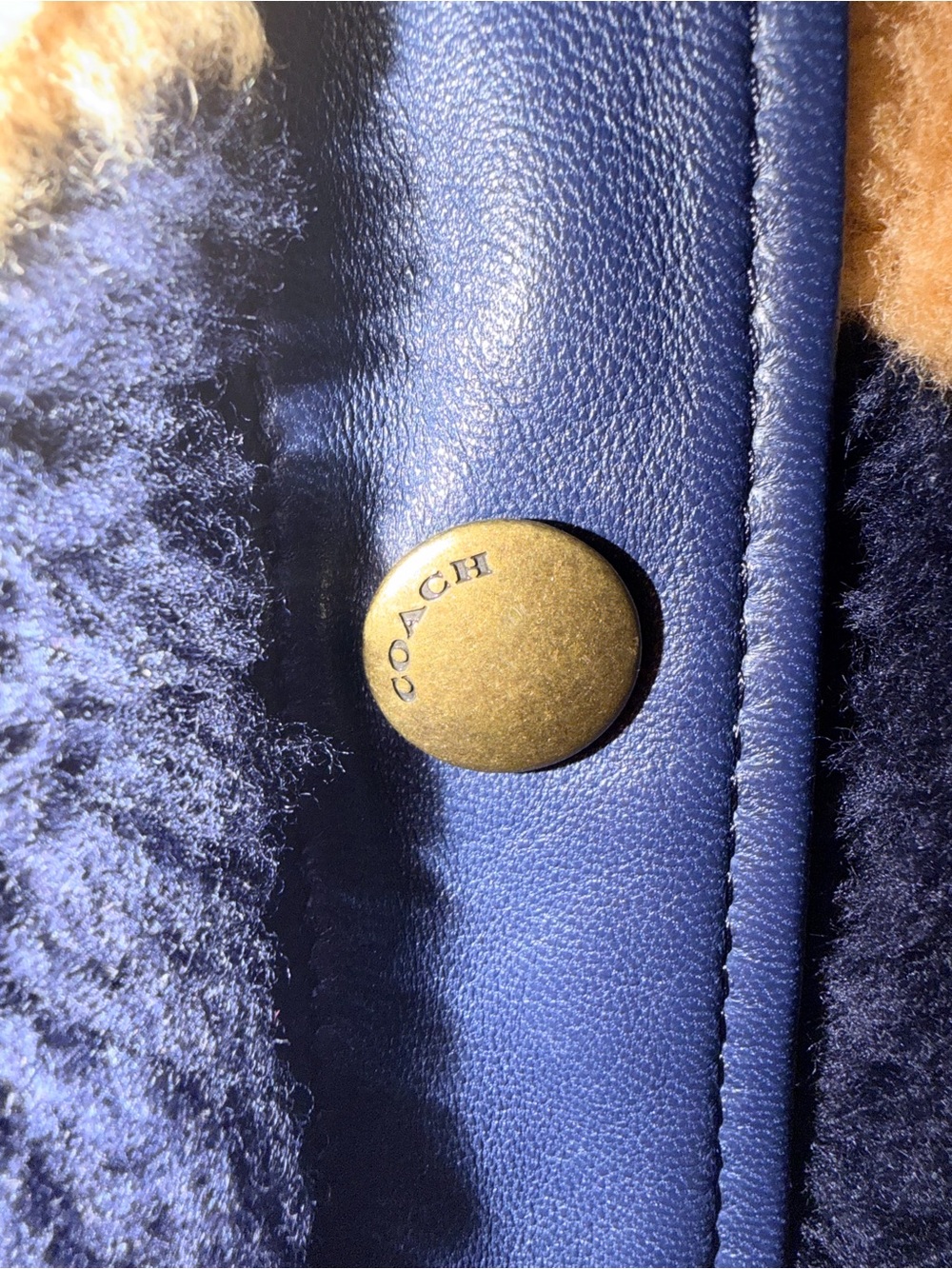 Vintage Coach Lamb Shearling Chevron Bomber Jacket with Lamb Leather - Picture 15 of 15